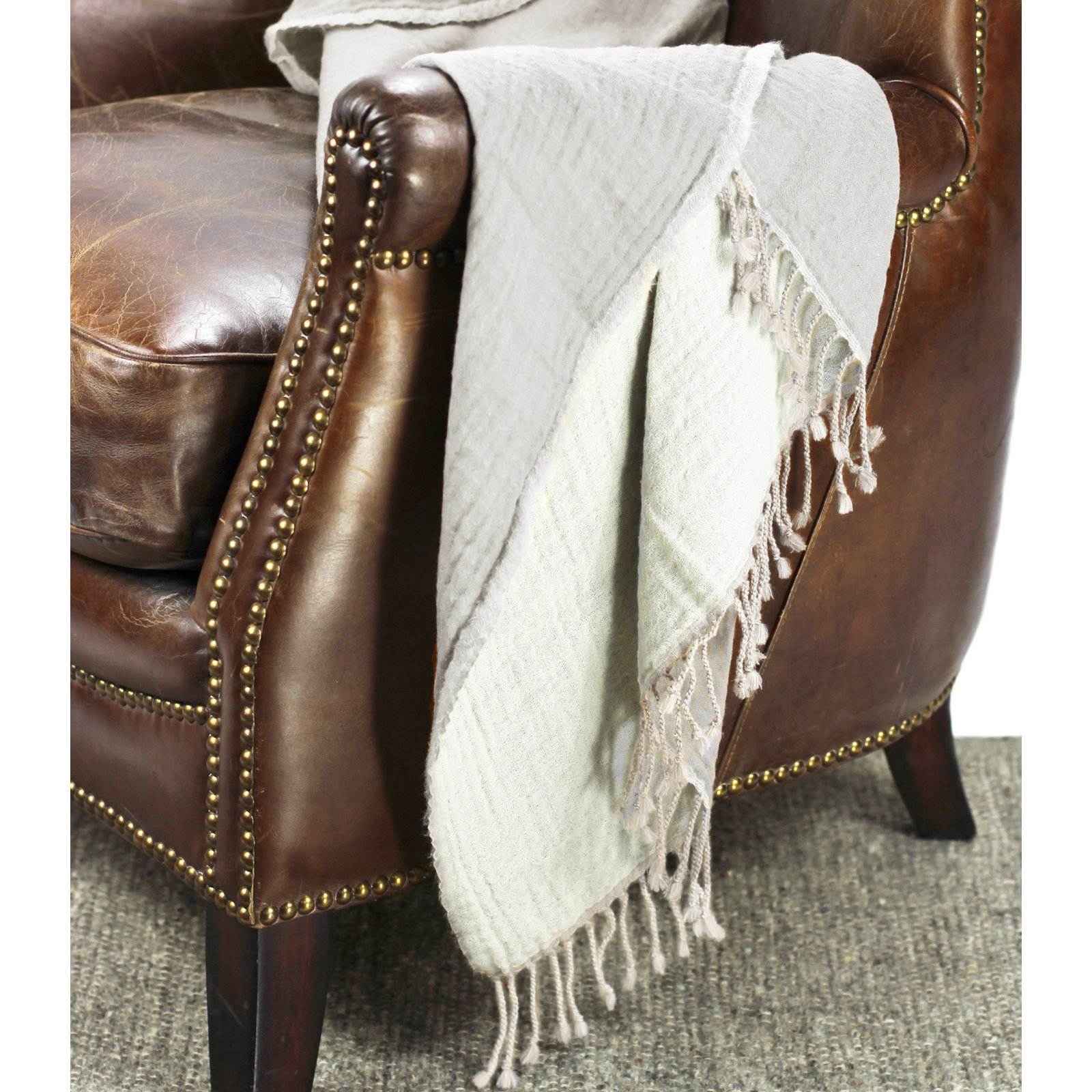 Barina Wool Throw Blanket, Gray