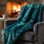 Jeté de luxe en fausse fourrure fabriqué à la main en peluche bleu azur Plutus-1342715139-1342715192