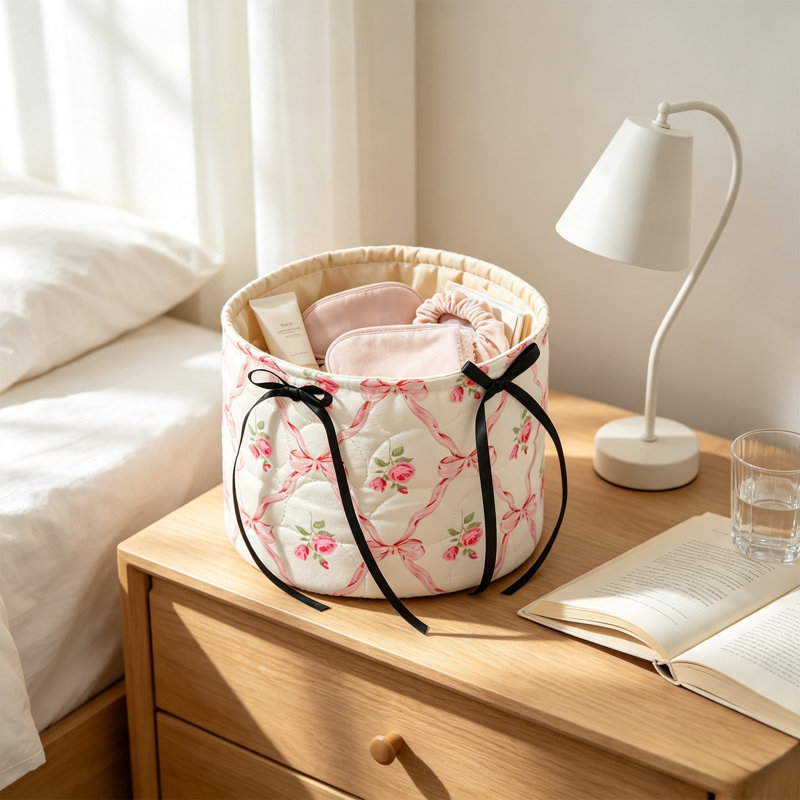 Panier de rangement en tissu (1 pièce) - Panier de rangement cosmétique - Sac de rangement de bureau - Petit sac de rangement - Boîte de rangement 16 x 16 x 15 cm