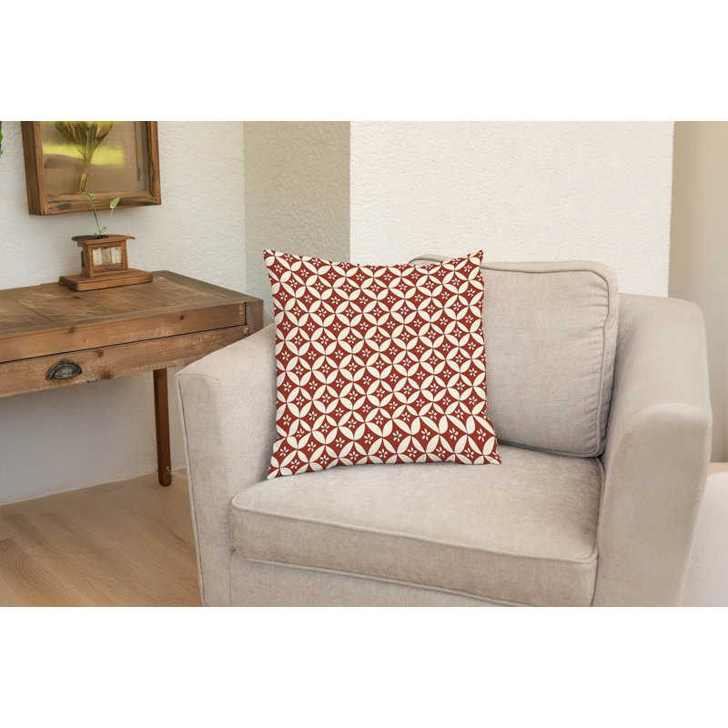 Coussin décoratif Sakura Bloom, Brique argile géométrique, Carré 26 po
