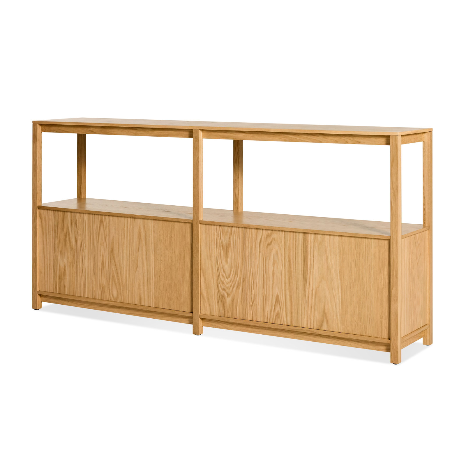 Open Plan Oak Bookcase, (2 Sheves) 33" H x 68" W x 13" D, White Oak