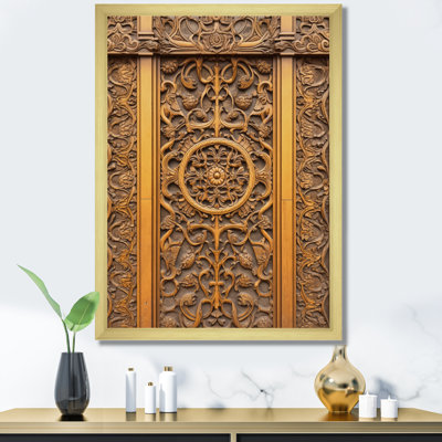 Vieille porte en bois sculpté en V - impression