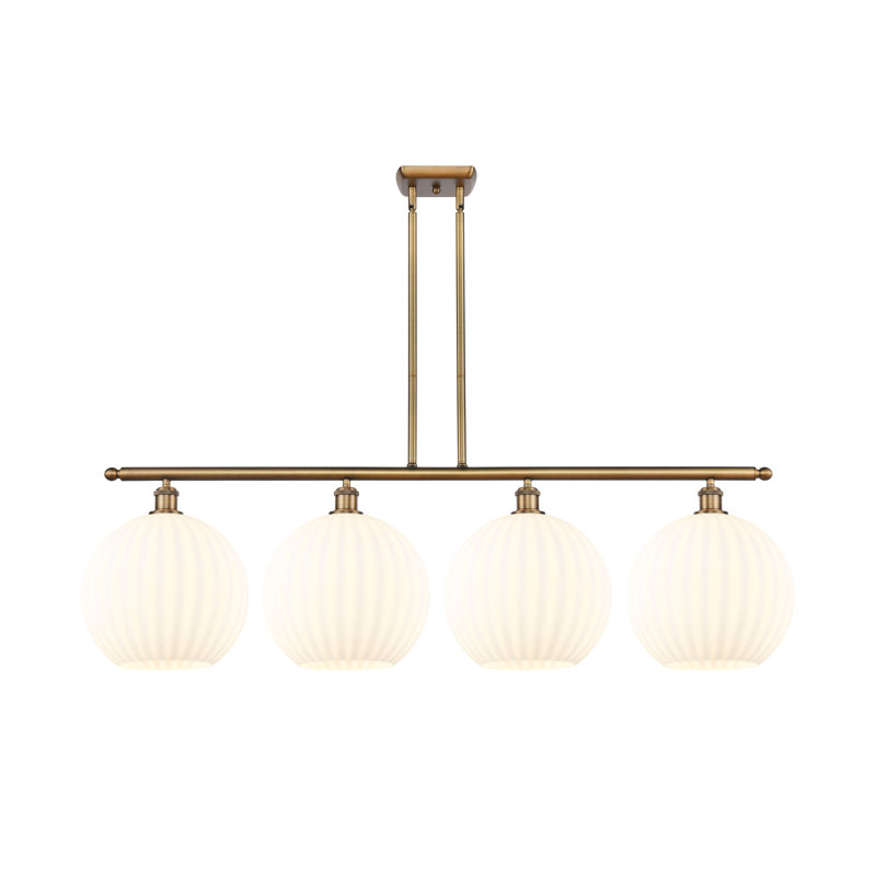 Bepler 4 - Light Steel Dimmable Kitchen Island Globe Chandelier, Brushed Brass, 14" H x 50.25" W x 12" D