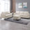 Ensemble de salon 3 pièces en lin avec repose-pieds, canapé modulaire et causeuse avec poches latérales, beige
