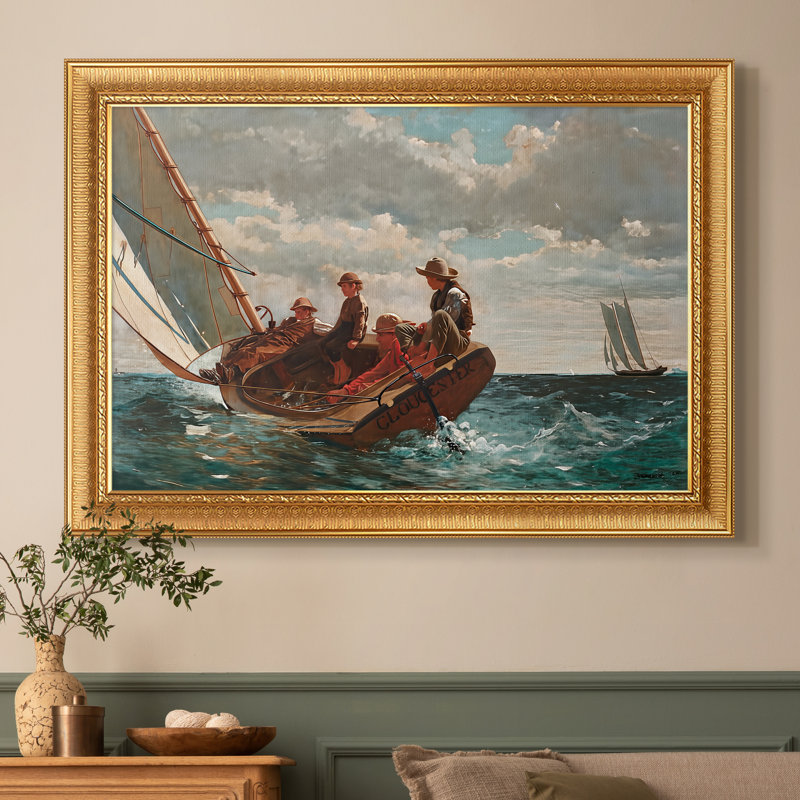 Breezing Up (A Fair Wind), 1873-1876-Winslow Homer - toile sur mesure encadrée, 16 po x 22 po, Framed Canvas