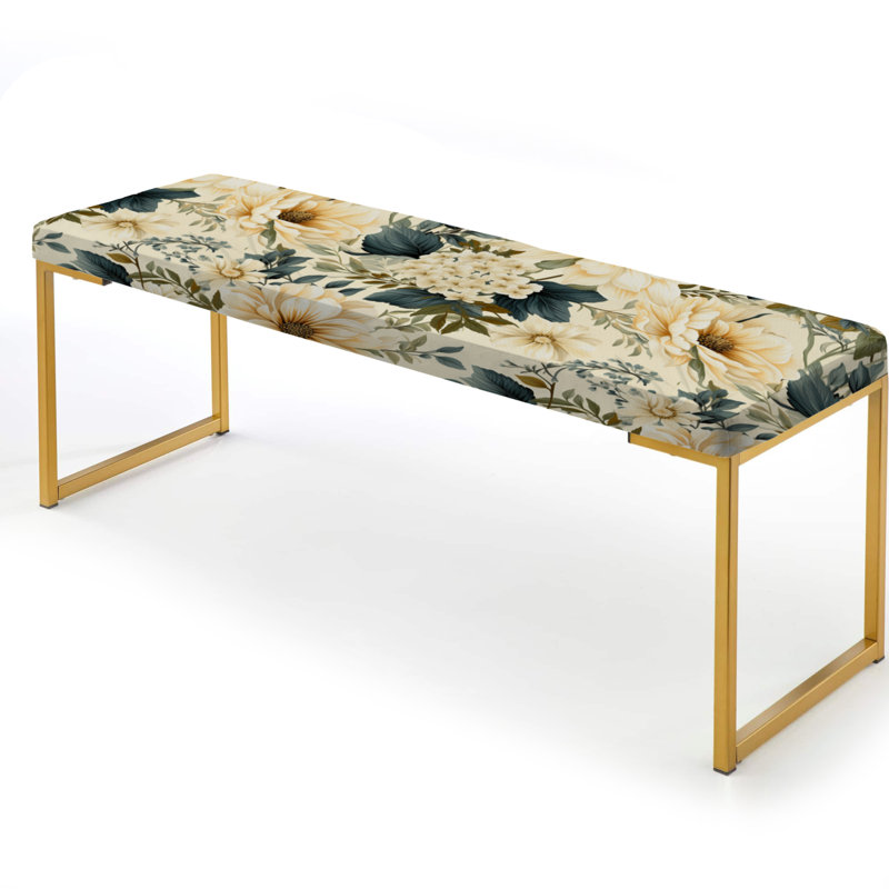 Banc rembourré or, Antique Beige And Blue Peonies Flowers I