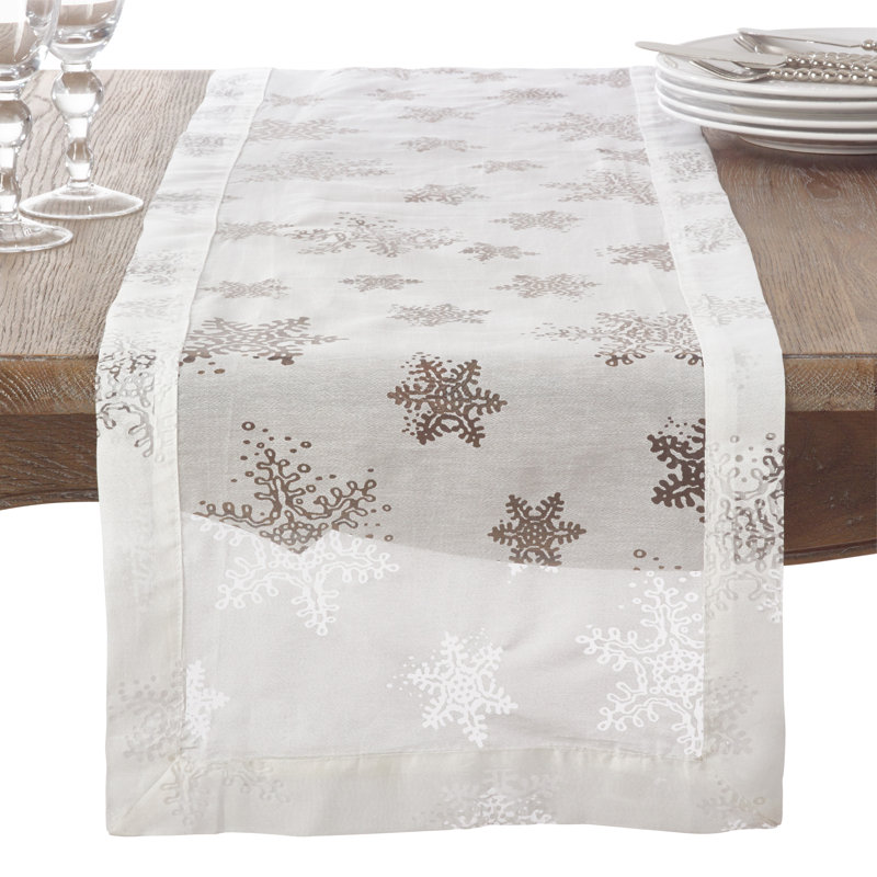 Rael Burnout Snowflake Design Table Runner, 108" x 16"
