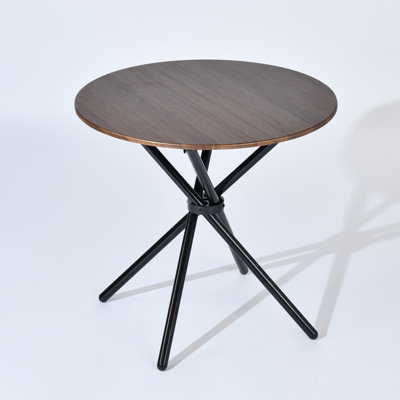 Menca 29.5'' Round Dining Table, Wood Top Breakfast Table With Black Metal Legs
