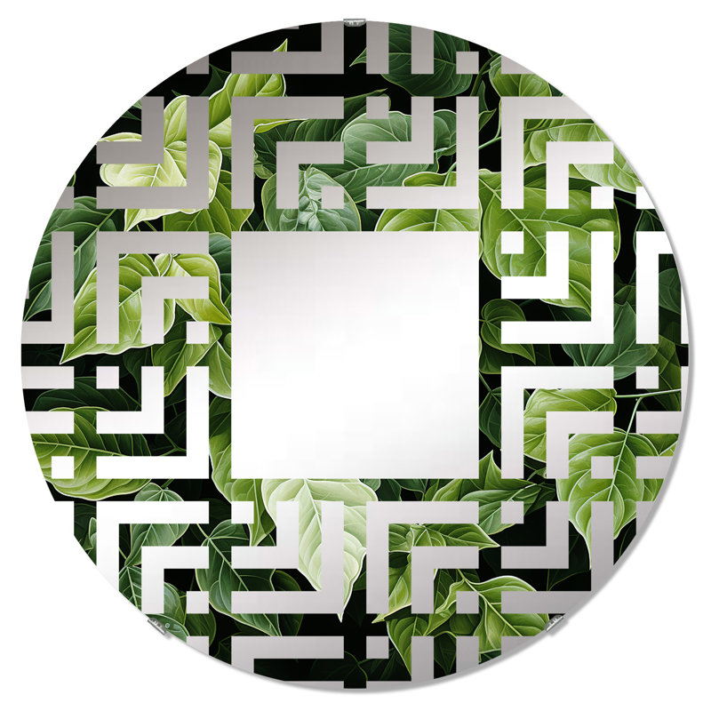 Miroir décoratif ivoire Ivory Ivy Green Leaves - MIR114760-Round, 31,4 po x 31,4 po