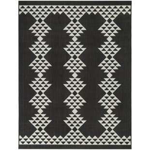 Ajasia Geometric Charcoal Indoor / Outdoor Area Rug