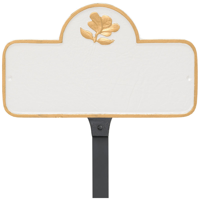 Enseigne d’adresse pour pelouse sur 1 ligne, Blanc / Doré, Oui