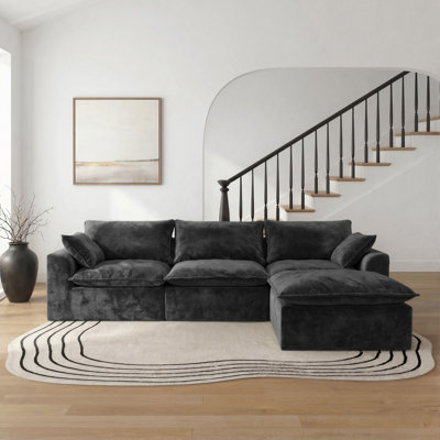 110" L-Shaped Boneless Modular Sectional Sofa, 4-Piece Chenille Couch, No Assembly