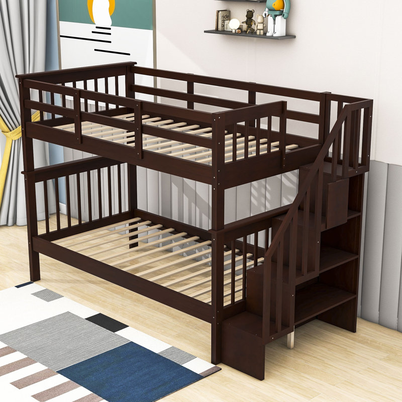 Abruscato Kids Twin Over Twin Bunk Bed, Espresso