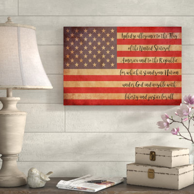 « i nantissement of allegiance to the flag »-« uncadred », impression sur bois