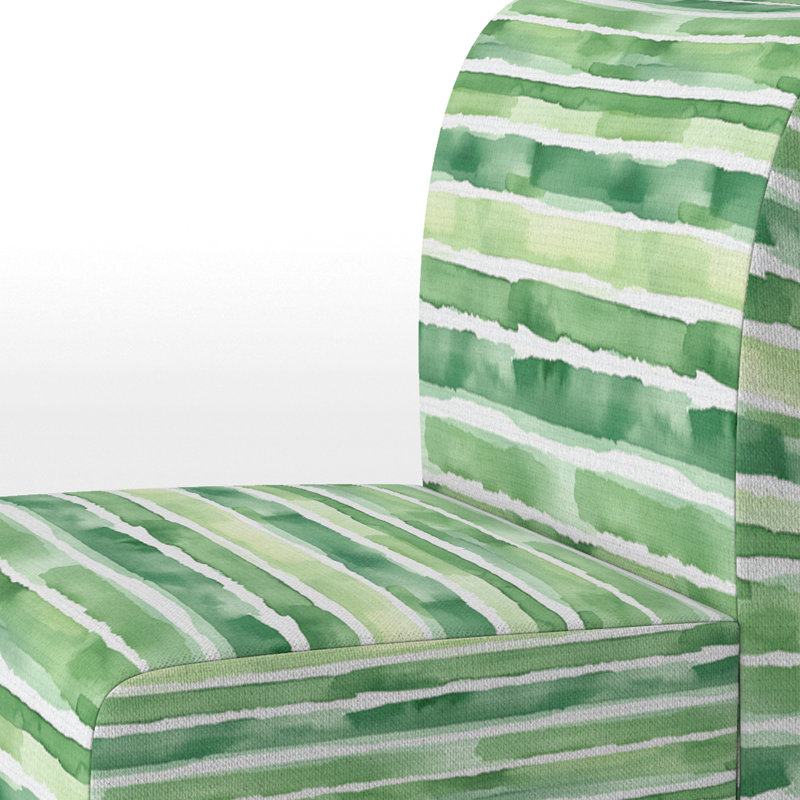 Fauteuil de chambre rayé vert et blanc Meadow, Pantoufle sans accoudoirs