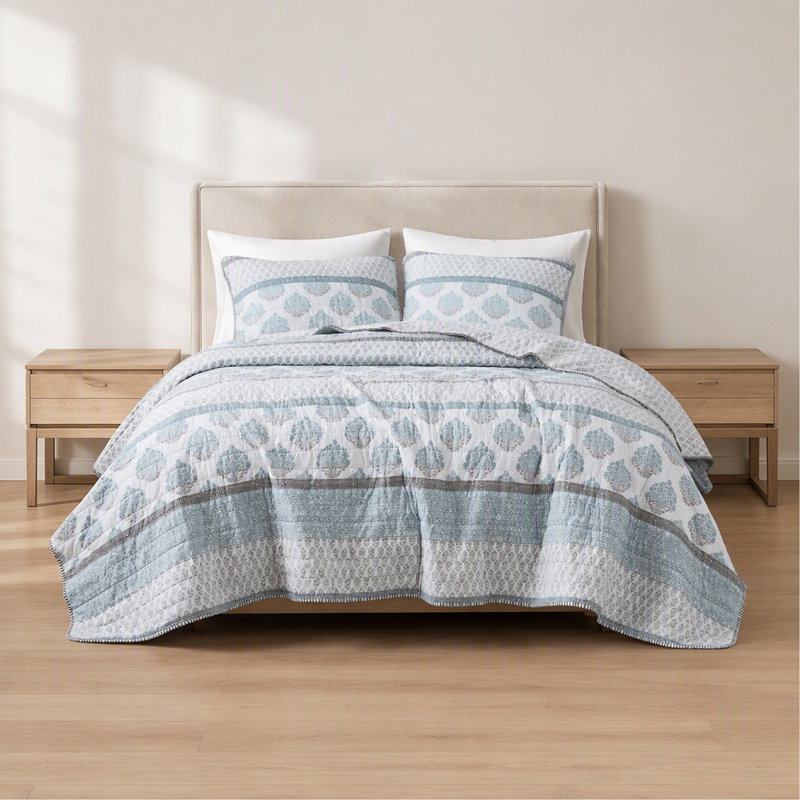 3-Piece Full/Queen Quilt Set,Aqua