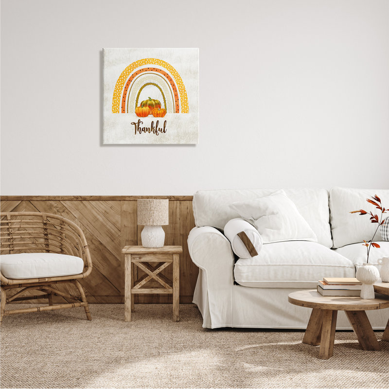 «Thankful Text Orange Autumn Rainbow Abstract Patterns» par Ziwei Li - impression, Plaque murale