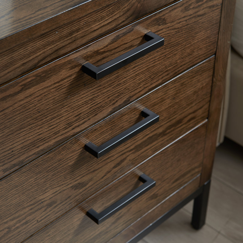 Kaveah Solid + Manufactured Wood Rustic Wood Side Table with AC/USB in Distressed Riverstone