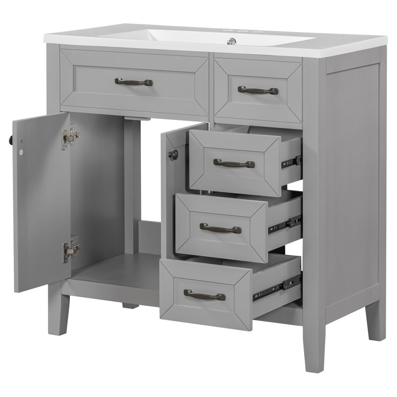 Meuble-lavabo sophistiqué avec rangement abondant et fabrication robuste pour des salles de bain élégantes, Gris