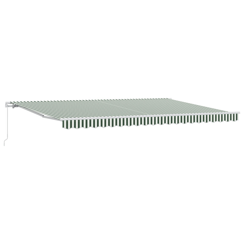Brayden Studio Retractable Patio Awning, 500 cm W x 300 cm D, Green Striped
