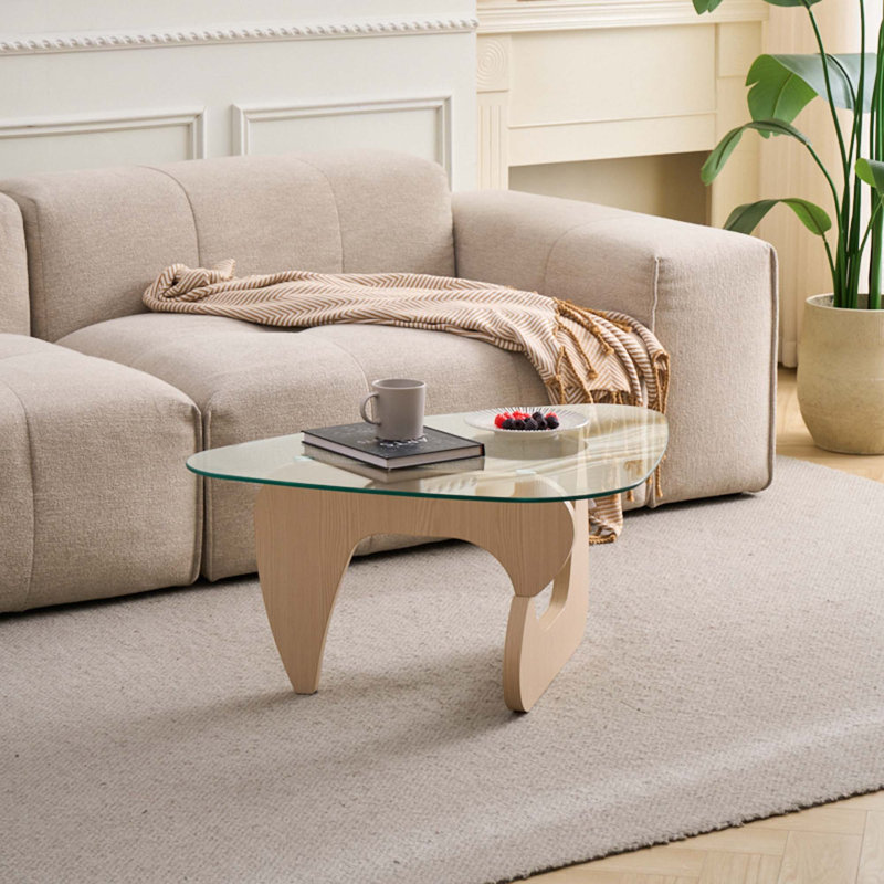Petites tables basses Farmhouse, H 15,74 po x L 43,3 po x l 29,5 po, Transparent, Naturel