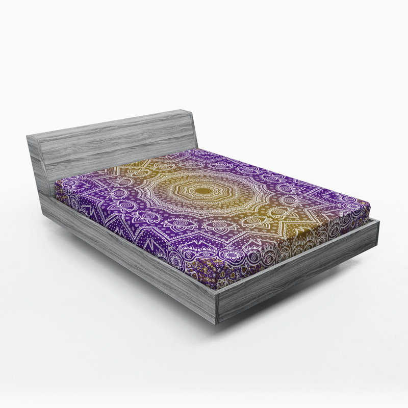 Microfiber Fitted Sheet, Twin XL Fitted Sheet, Purple/Yellow