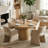 4 - Person Dining Table Sets With Solid Wood Round Table & 4 Upholstered Chenille Chairs-232256972-232256970