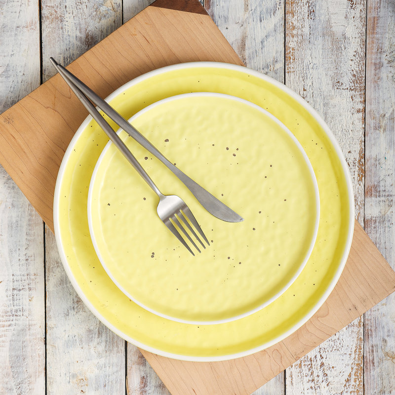 Stone Lain Elena 4-Piece Dinner Plate Set Stoneware, Yellow