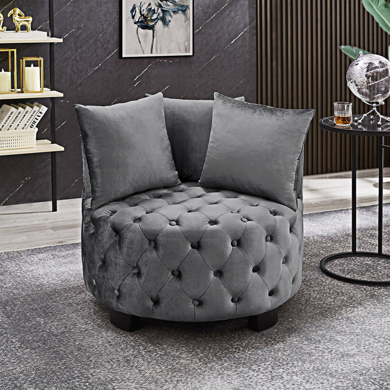 Chaise d'appoint rembourrée et capitonnée, Gris foncé