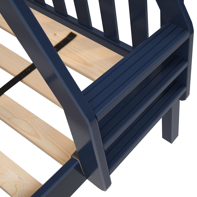  Benjahmin Kids Solid Wood Bunk Bed, Twin Over Full, Blue
