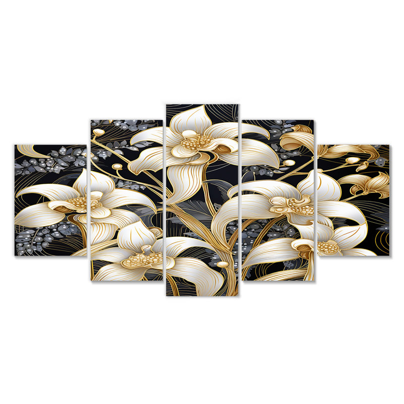 Baltz - Orchidée, art mural sur toile 5 pièces