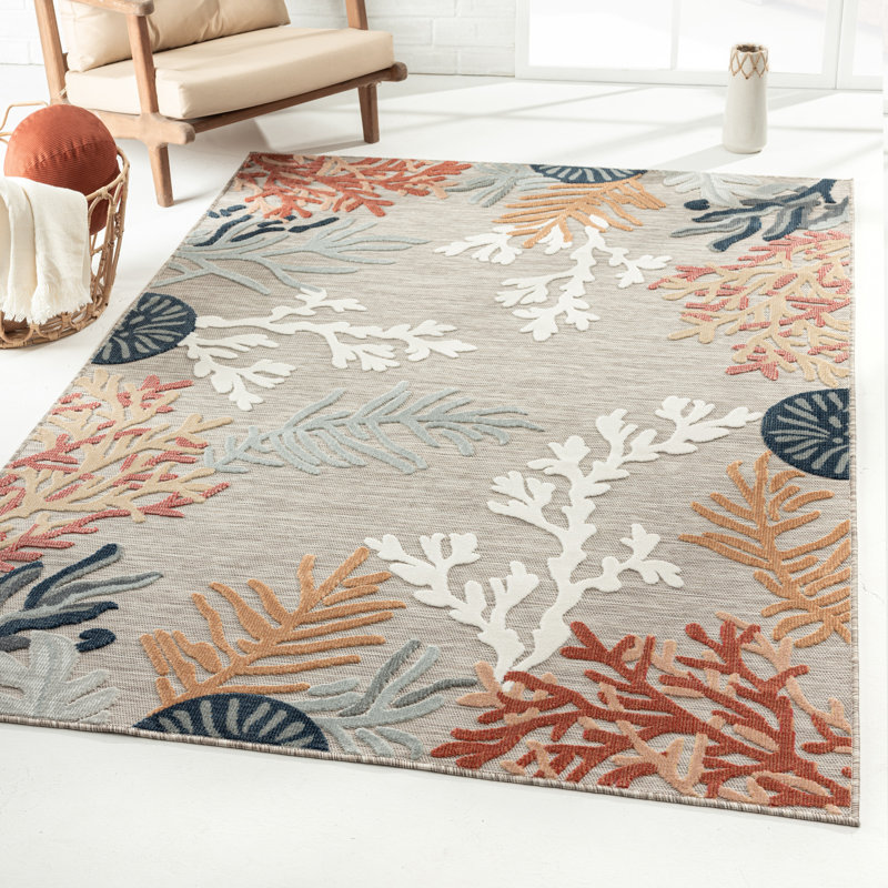 Tapis d'intérieur / extérieur tissé à la machine Jamila, Rectangle 5 pi x 7 pi