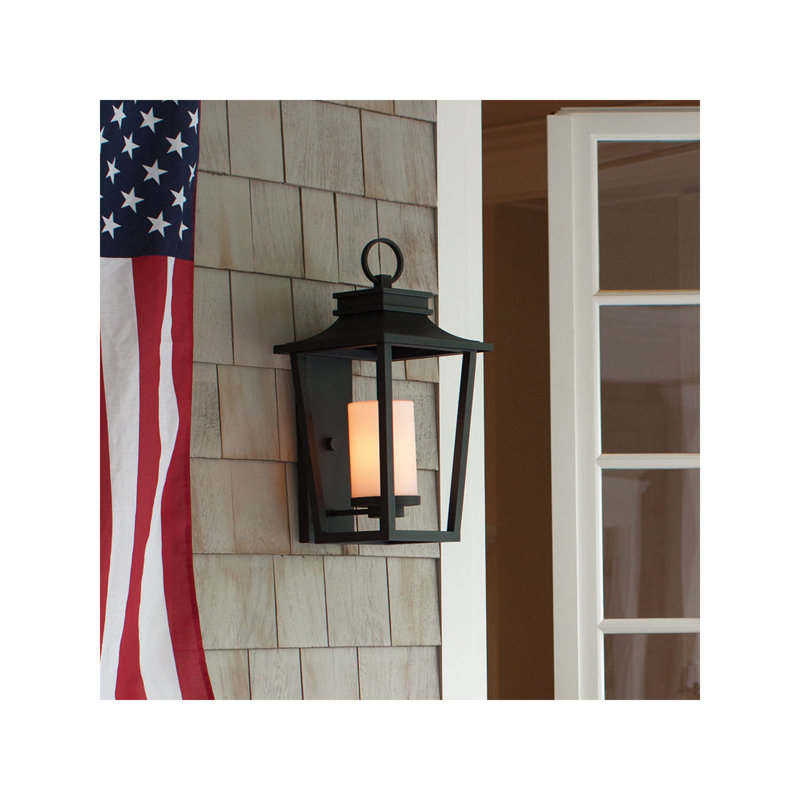 Sullivan Outdoor Wall Lantern, 23" H x 11.8" W x 12.8" D, Black, Incandescent