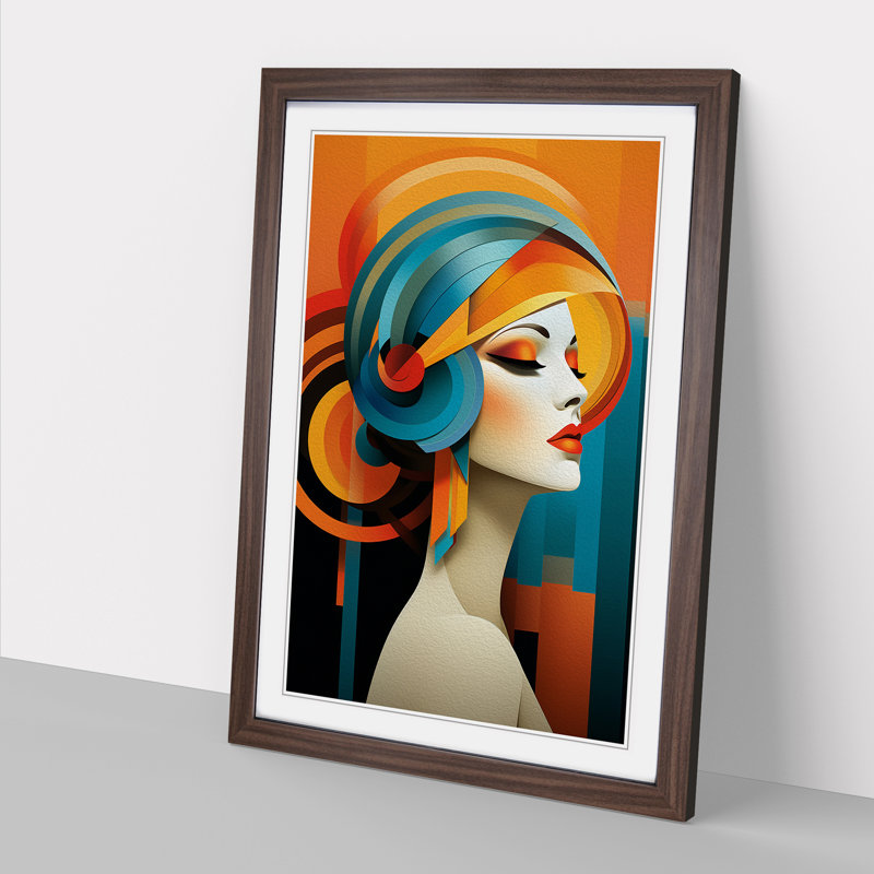 Single Picture Frame Print on Wood, Walnut Framed, 46cm H x 34cm W