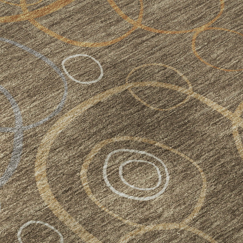 Premium Machine Washable Mayfield AMF2408 Bubbles Rug, 2'6" x 3'10", Brown