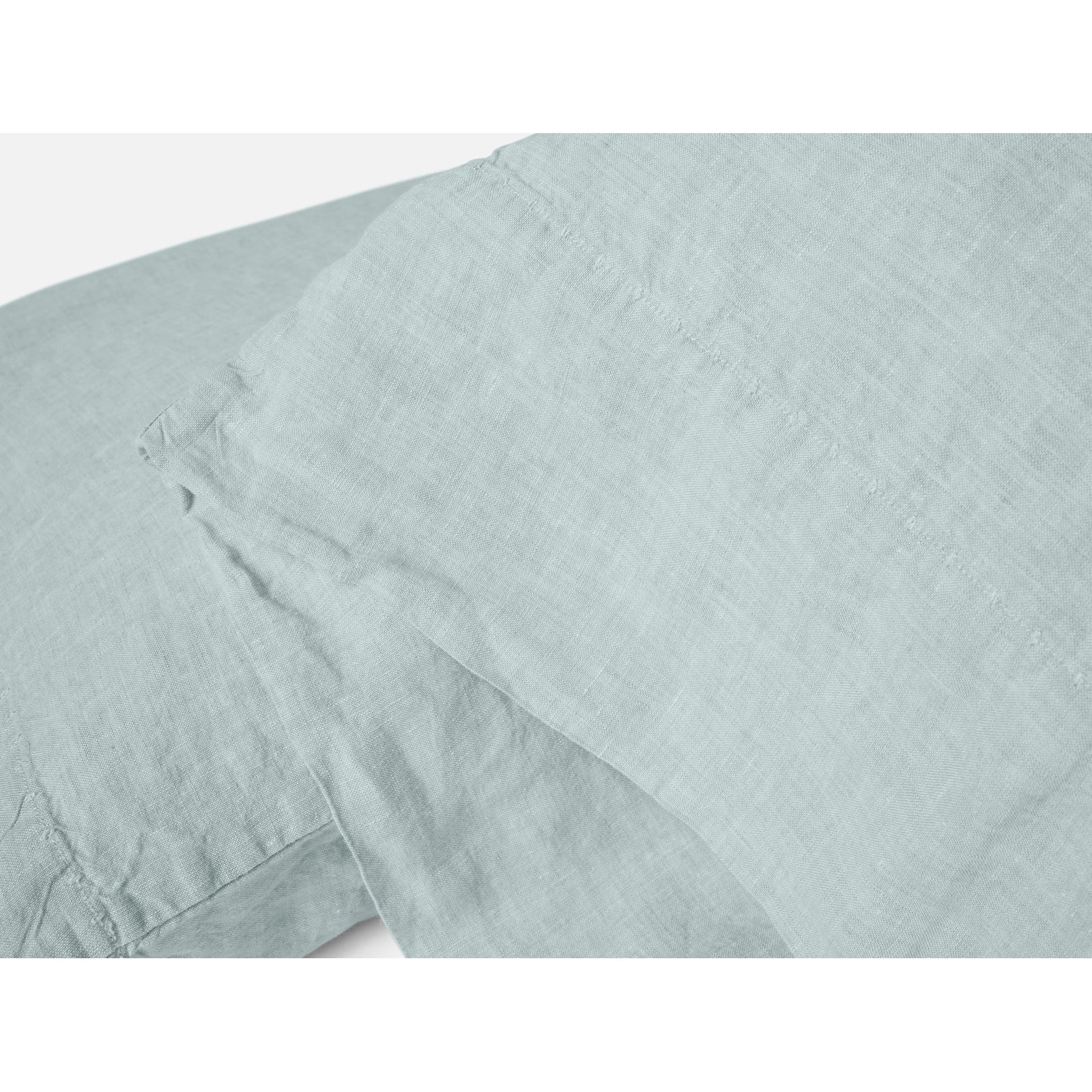 Organic Relaxed Belgian Flax Linen Standard Pillowcase - Set of 2, King Pillowcase, Pacific Blue Chambray