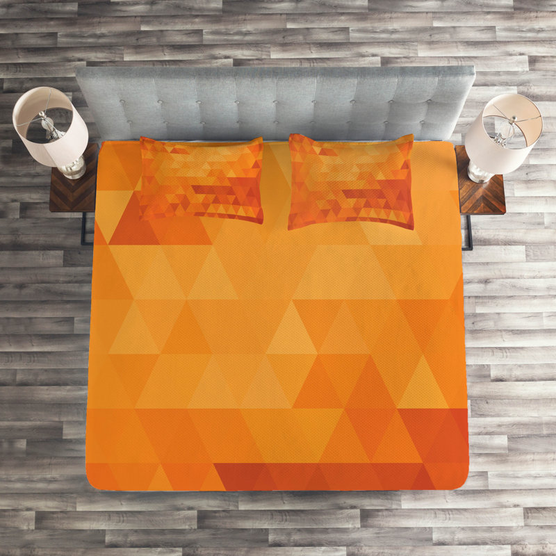 Modern & Contemporary Polyester Geometric Shapes Coverlet, Queen Bedspread + 2 Shams