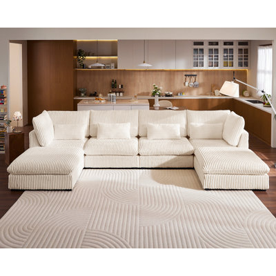 Canapé modulaire en velours côtelé 6 places