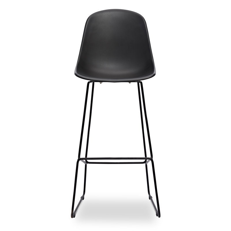 Black Metal Frame Counter Stool with Plastic Seat, Set of 2