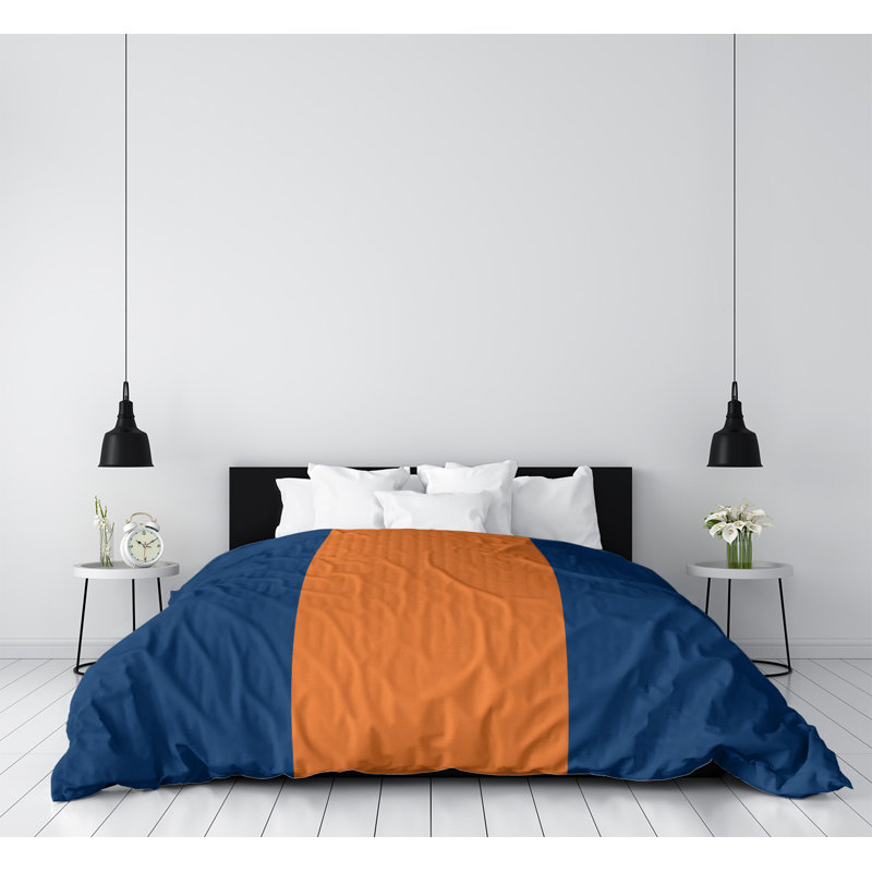 Édredon simple réversible Houston Baseball, Édredon simple TG, Bleu marine / orange / bleu marine