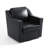 Bronnen Big And Wide Upholstered Black Faux Leather Cushion Swivel Armchair with Removable Back and Seat Cushion-114039268