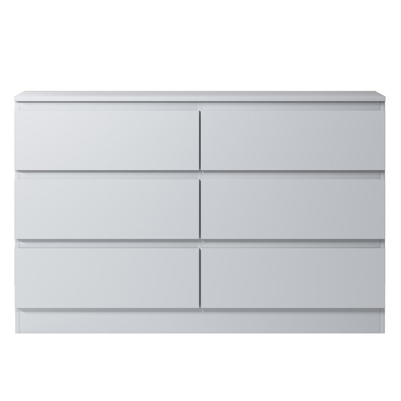 Carlton 6 Drawer Double Dresser - 3+3 Configuration, Scratch-Resistant, Handleless Design, Matte Finish. 12cm Deep Drawers