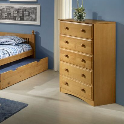 Commode 5 tiroirs Alayna, Naturel