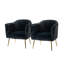 Fauteuil demi-tonneau en velours capitonné Ratzlaff-380475269