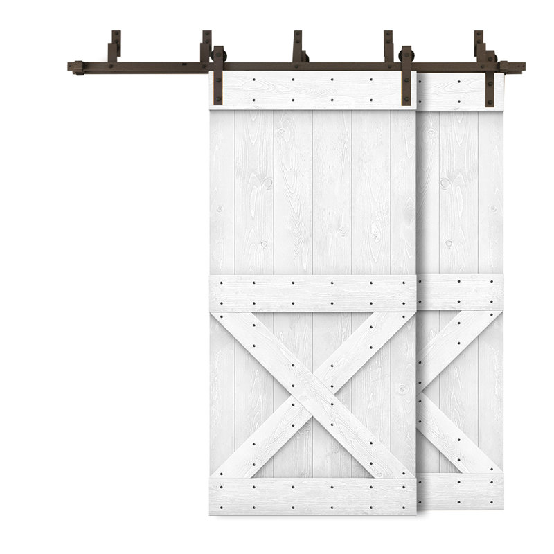 Porte de grange en bois peint, 38 po x 84 po, Noir, Blanc