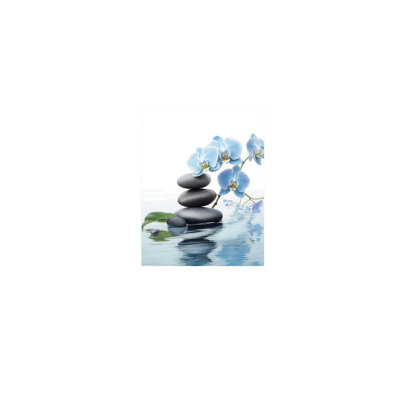 Blue Orchid Flower on the Water Canvas,Built-in Back Wood Frame Wall Art 36" x 24" Home Accent Decor