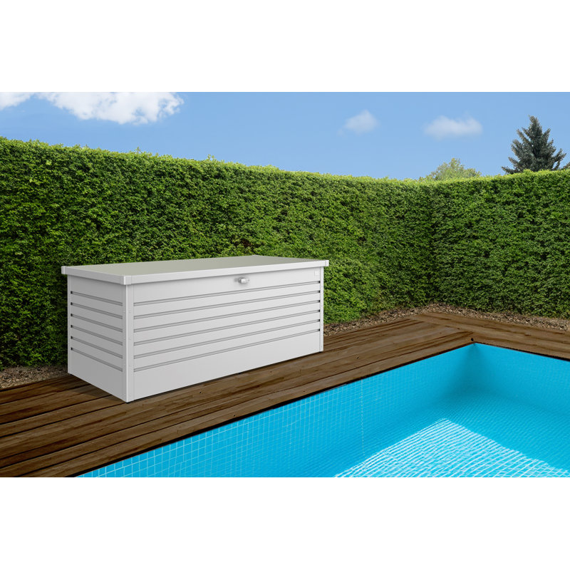 Biohort LeisureTime 210 Gallon Water Resistant Metal Deck Box with Lock, Silver