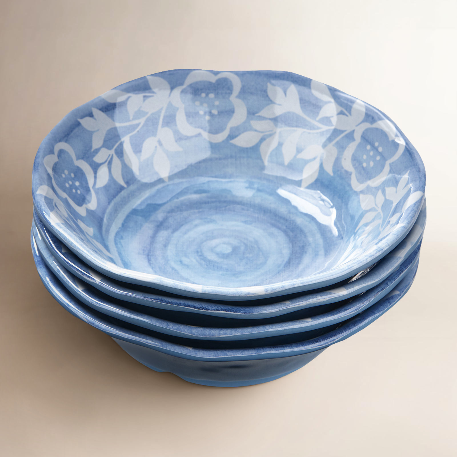 Floral Melamine Cereal Bowl, Blue