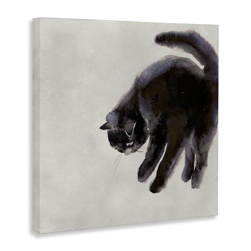 Art mural simple, aquarelle et chat par Melissa Wang, H 36 po x l 36 po