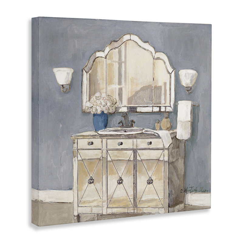 Lavabo de salle de bain traditionnel et toile miroir, design par Charlene Olson, H 36 po x l 36 po